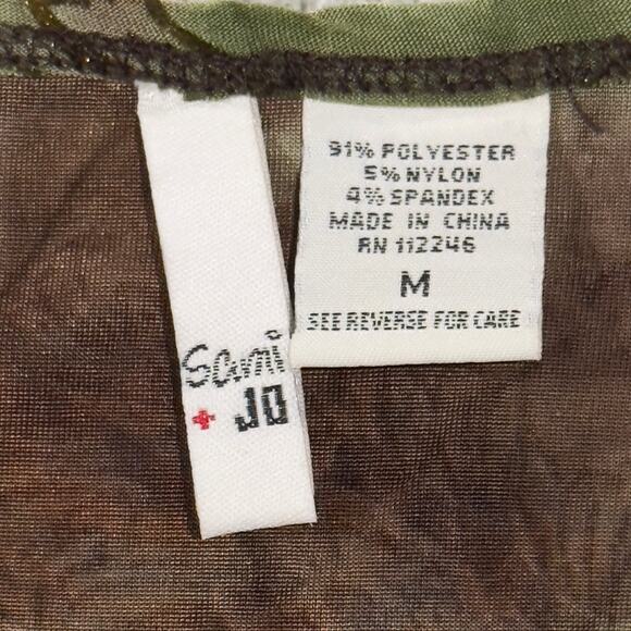 Y2K Sami Jo Womens Blouse Medium Green Brown Velvet Burnout Crystals Fairygrunge - Picture 8 of 10